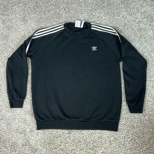 Adidas Sweatshirt Mens Extra Large Black 3 Stripes Crew Trefoil Gym Streetwear