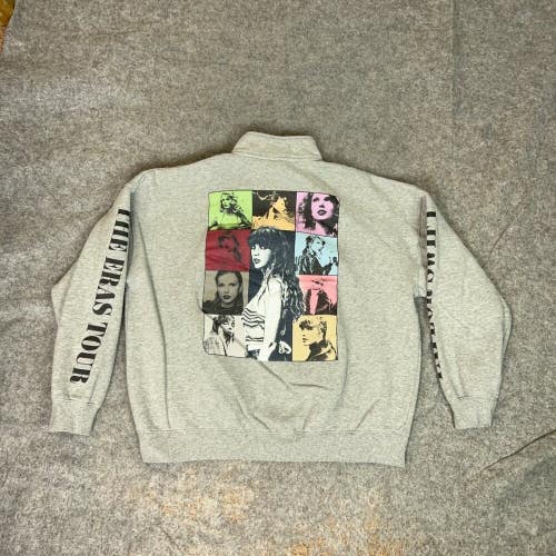 Taylor Swift Sweatshirt Mens Large Gray 1/4 Zip The Eras Tour Concert Merch Pop