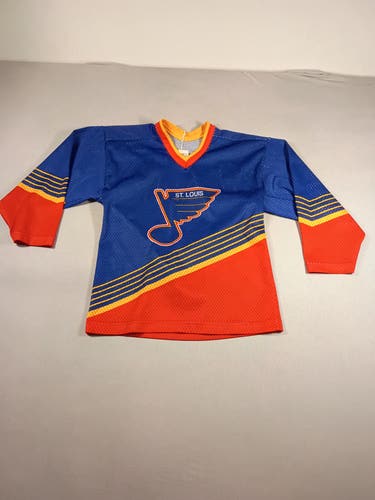Vintage CCM St. Louis Blues NHL Hockey Jersey Boys Youth L/XL Blue Red Yellow