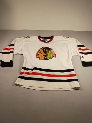 Starter Chicago Blackhawks NHL Hockey Jersey Size L White Black Red