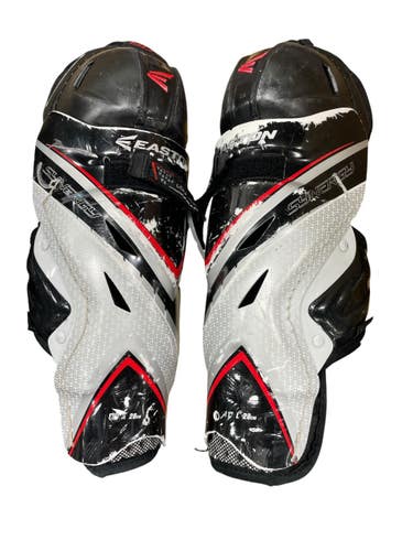 Used Easton SYNERGY Junior Hockey Shin Guards Silver And Black 11" 11735-S000371249