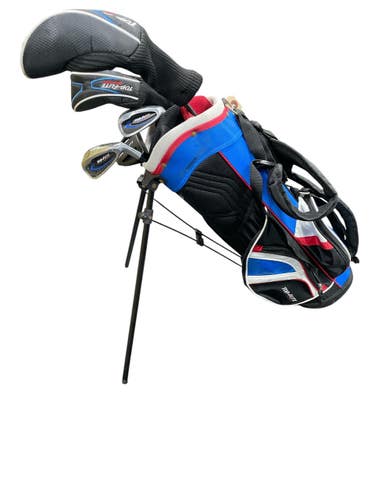 Used Top Flite Junior 5 Piece Golf Package Set RH White/Black/Royal with Stand Bag 11735-S000371182