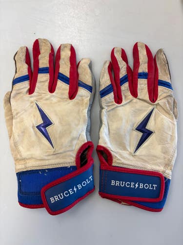 Used Bruce Bolt BB/SB Batting Gloves White MD 11860-S000317787