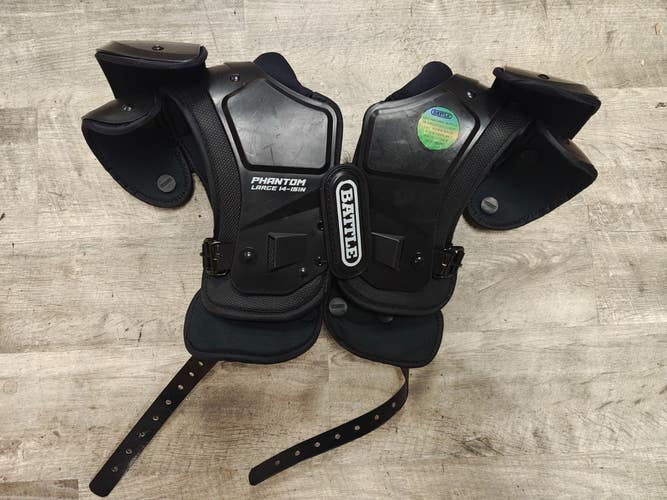 Battle Sports Phantom Football Shoulder Pads Youth Large 14-15 Inch Black