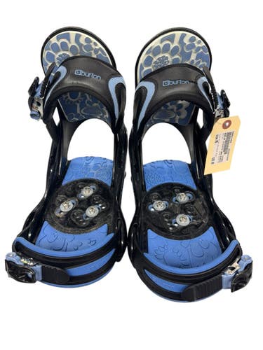 USED BURTON STILETTO WOMENS SNOWBOARD BINDING BLACK AND BLUE 11835-S000214454