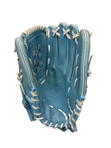 Used Rawlings R9SB125-3CB RH Throw Fastpitch Gloves Carolina Blue And White 12 1/2" 11835-S000214270
