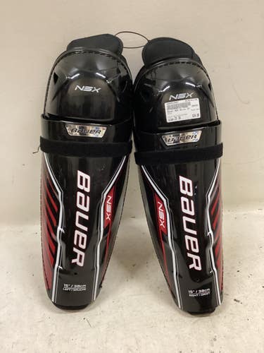 Used Bauer NSX Senior Shin Guards White/Black/Red 15" 11725-S000510607