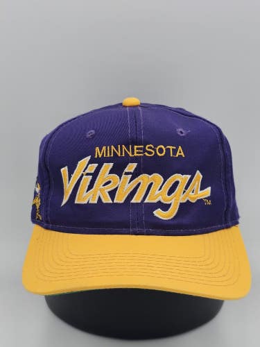 Vintage Minnesota Vikings NFL Sports Specialties Script Snapback Vtg Twill Hat