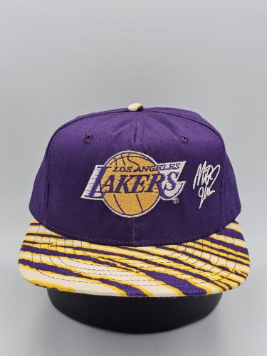 Vintage Los Angeles Lakers Magic Johnson #32 Zubaz NBA Sports Snapback Vtg Hat