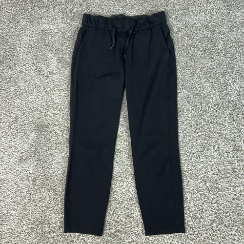 Lululemon Pants Womens 6 Black Drawstring Pull On Pockets Yoga Gym Workout Logo