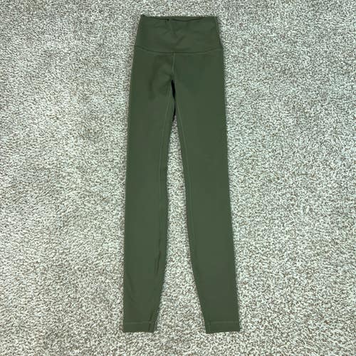 Lululemon Leggings Womens 2 Green High Rise Full Length Yoga Gym Workout Running