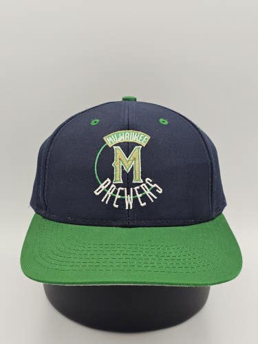 Vintage Milwaukee Brewers Logo 7 Twill MLB Sports 1990s Snapback Hat Vtg Cap