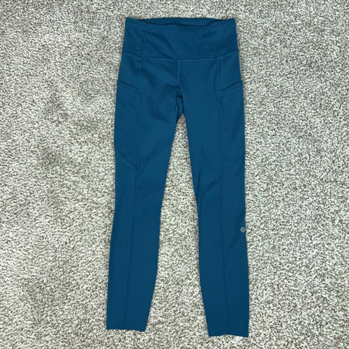 Lululemon Leggings Womens 4 Blue Fast and Free High Rise Pants Yoga Gym Running
