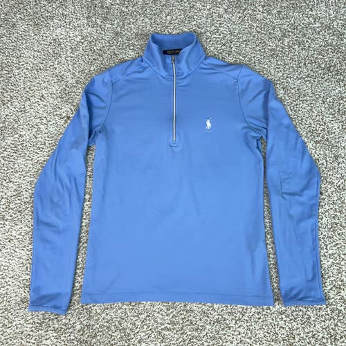 Polo Golf Ralph Lauren Pullover Women Medium Blue 1/4 Zip Stretch Preppy Sweater