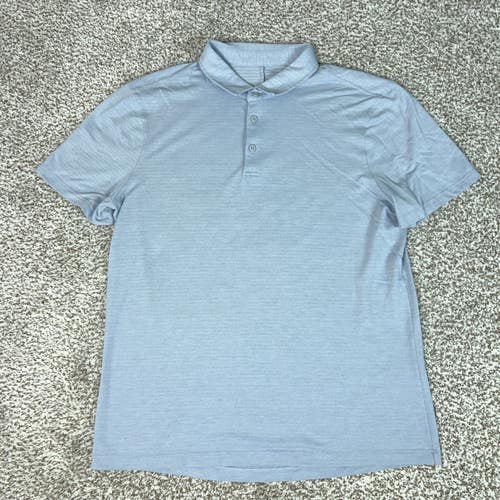 Lululemon Polo Shirt Mens Large Light Blue Heathered Golf Performance Athletic