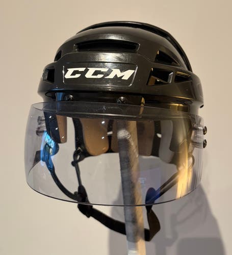 Small Black CCM Vector V08 Helmet Pro Stock with Pro Stock CCM VR25 tinted visor non certified