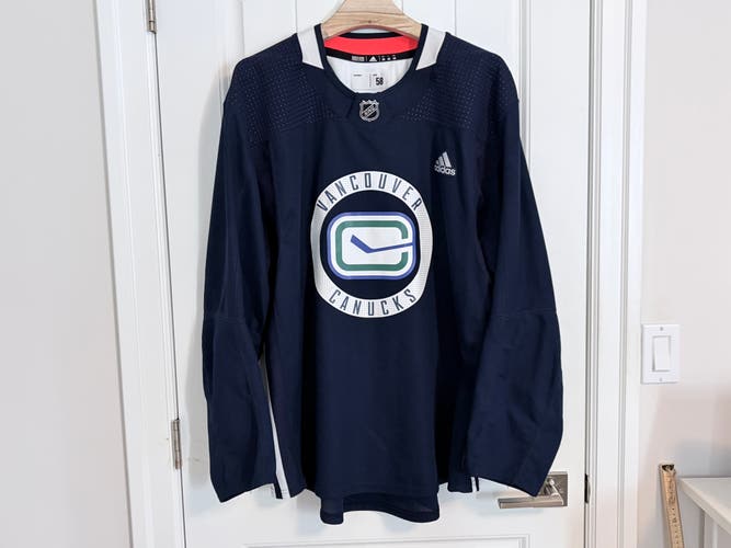 Authentic Adidas Vancouver Canucks Navy Blue Practice Jersey Size 58
