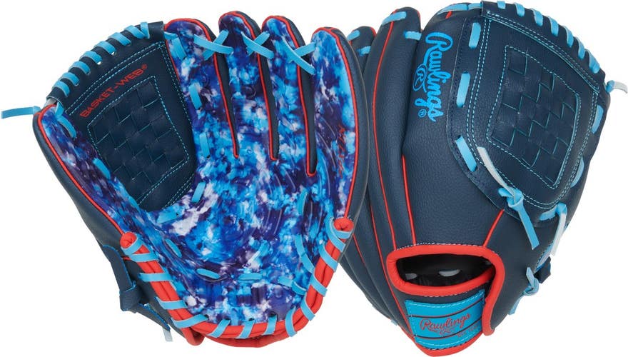 New Rawlings Flex Palm 11" Youth Baseball Glove Left Hand Throw (LHT) Navy/Blue Camo 11735-RAWFPX11N
