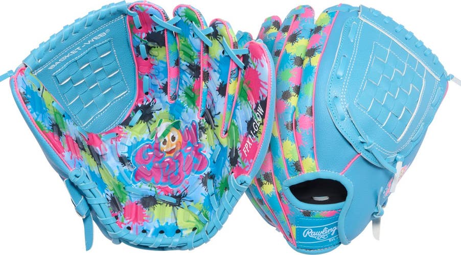 New Rawlings Glow Mojis 11" Youth Baseball Glove Right Hand Throw (RHT) Light 11735-RAWFPX11-GLOW