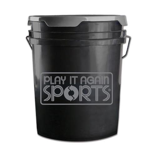 New Champro 5 Gallon BALL BUCKET with Lid W/LOGO (Play It Again Sports) Black 11735-CHPBUCKET5-P
