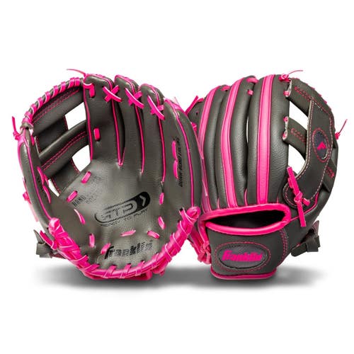 New Franklin RTP T-Ball Glove 9.5" Right Hand Throw (RHT) Grey/Pink 11735-FRA22702