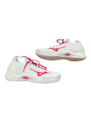 Used Mizuno VB Shoes Adult White And Red Senior 10 11873-S000250989