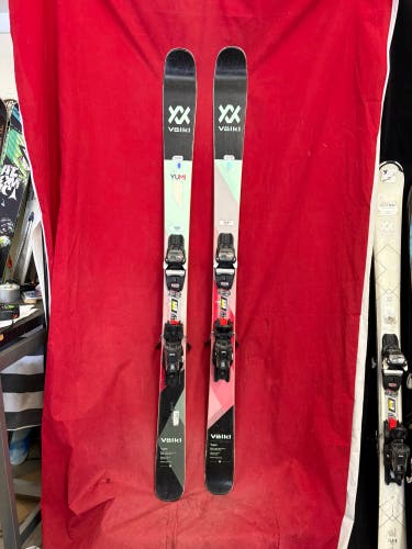 Skis: Völkl Yumi women's all-mountain skis, 154cm
Bindings: Marker ( grip walk)