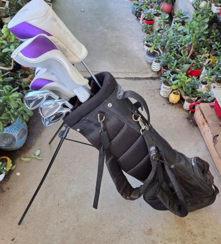 WOMEN'S 11 PIECE GOLF SET 5 WOODS 5 IRONS PUTTER 4 WAY STAND BAG EXCELL win10