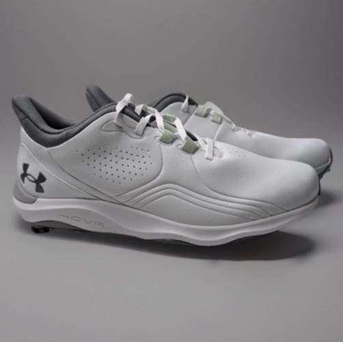 New Under Armour UA Drive Pro Spiked Golf Shoes White Metallic Men's 11.5