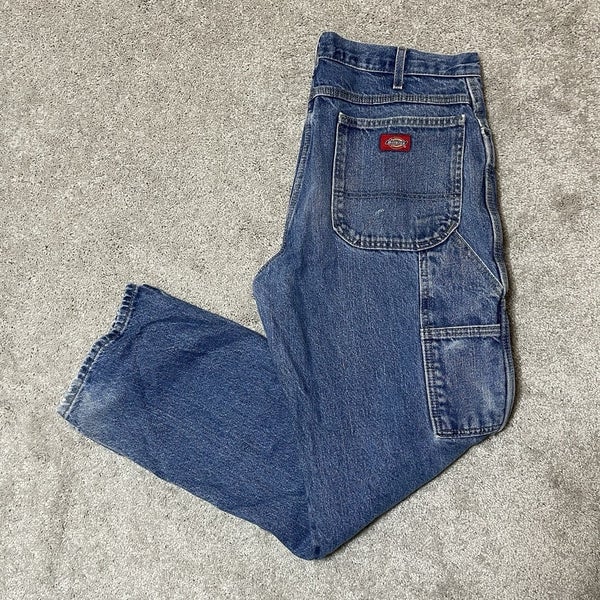Vtg Dickies Double Knee Carpenter Cargo Jeans Blue Denim 33x31 (33x32) 20694SNB