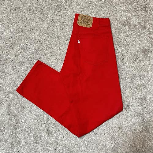 Vintage Levis 505 Red Denim Jeans White Tab Pants Size 32x30 (Tagged 32x34) RARE