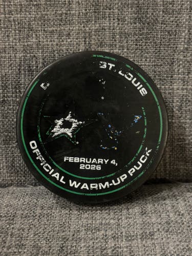 Dallas Stars vs St. Louis Blues NHL Warm Up Hockey Puck 2/4/2026