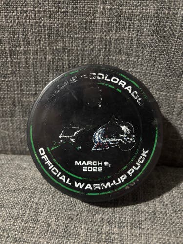 Dallas Stars vs Colorado Avalanche NHL Warm Up Hockey Puck 3/6/2026