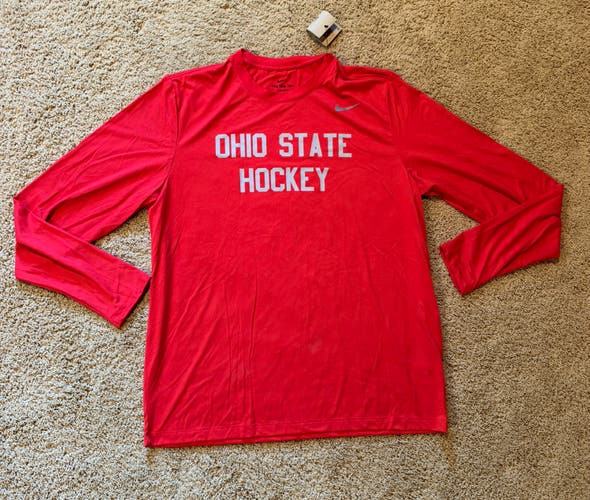 Nike Ohio State Buckeyes Hockey Dri-FIT Long Sleeve Shirt – Men’s XL – New With Tags