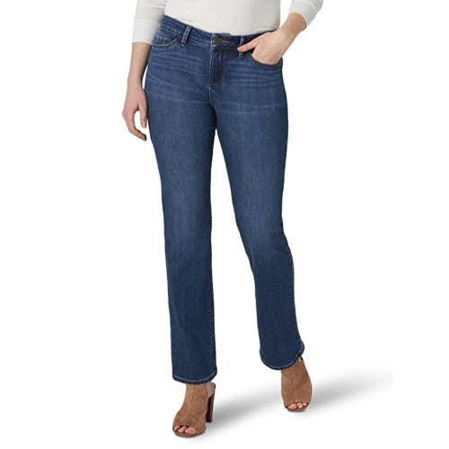 Lee Secretly Shapes Jeans Women's 4 Blue Denim Regular Fit Straight Leg JZZ196