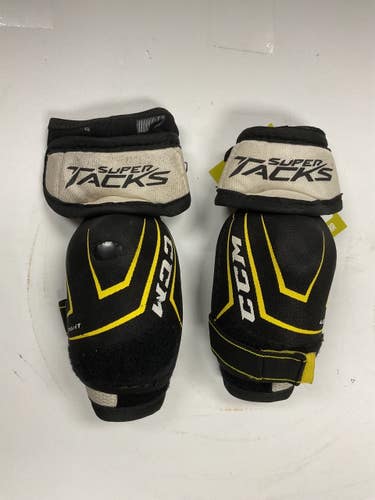 Used CCM SUPER TACKS Youth Elbow Pads White/Black/Yellow MD 11855-S000212267