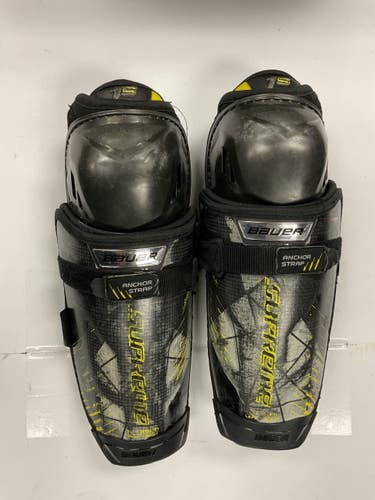 Used Bauer SUPREME 1S Junior Shin Guards Black And Yellow 11" 11855-S000212255