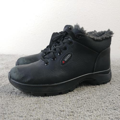 ECCO Elaine Womens Combat Boots Size 37 EU Black Leather Lace Up Ankle