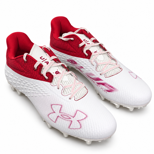 Under Armour TM Blur Smoke MC Football Cleats US 13 White and Red - Light Sole New Box