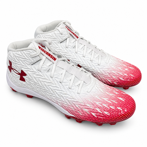 Under Armour TM Spotlight Clone 4.0 Mid MC HM Football Cleats US 11.5 White and Red New Box