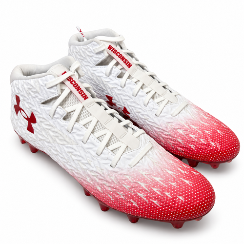 Under Armour TM Spotlight Clone 4.0 Mid MC N Football Cleats US 12.5 White and Red New Box