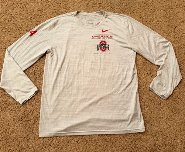 Nike Ohio State Buckeyes Dri-FIT Long Sleeve Shirt Men's Large #34 Gray