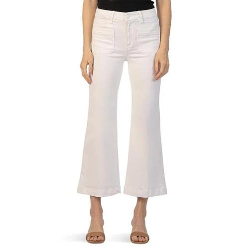 Kut from the Kloth Meg Jeans Women's 16 White Denim High Rise Wide Leg GBO4781