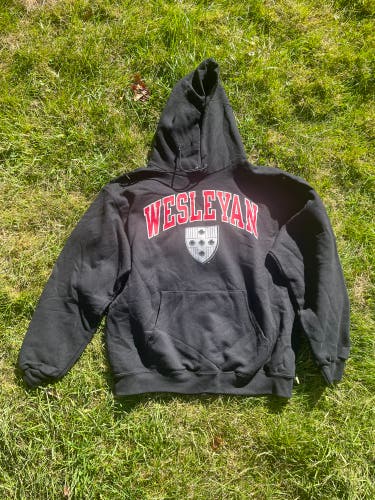 Black Men's Large Champion Wesleyan university hooded Sweatshirt (Used)