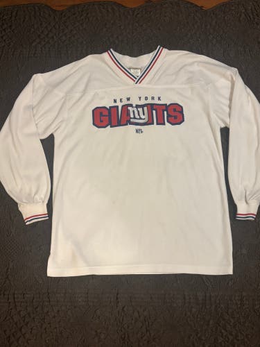 Vintage NFL New York Giants White Long Sleeve V-Neck Pullover Sweater Men’s M