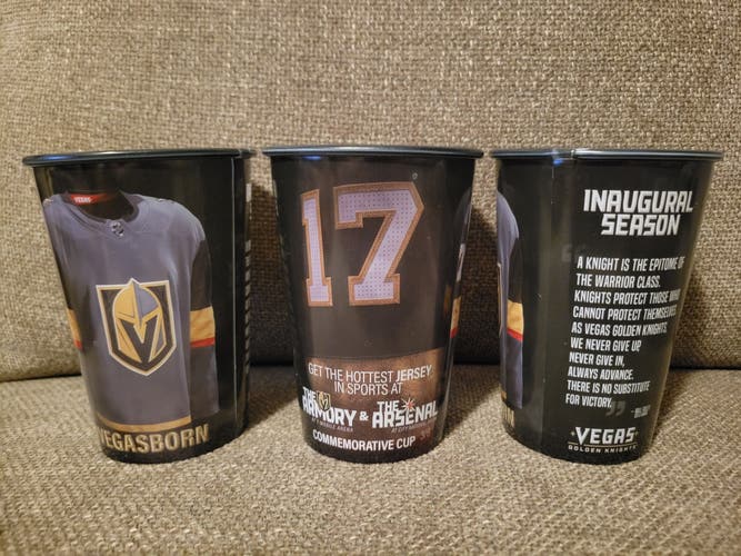 Lot of Three Vegas Golden Knights NHL Inaugual Season Commemorative Plastic Cups