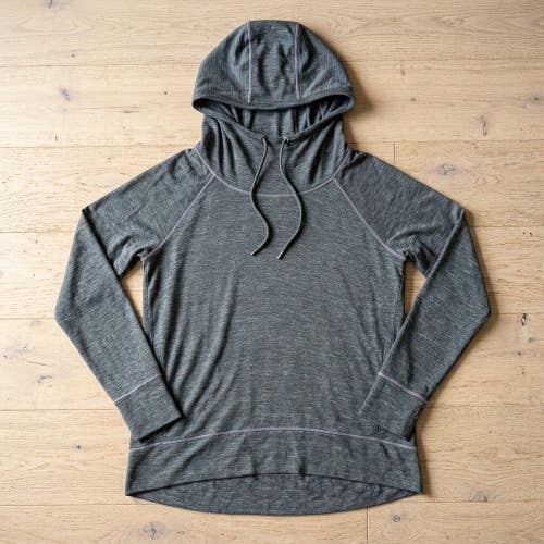 Athleta Womens XL Grey Cowl Neck Pullover Hoodie Modal Blend Yoga Athleisure