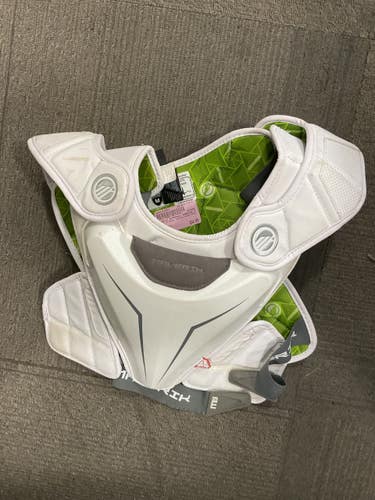 Used Maverik EXTERNAL KARDIAC GUARD SHOULDER PADS Lacrosse Shoulder Pads White MD 11614-S000246884
