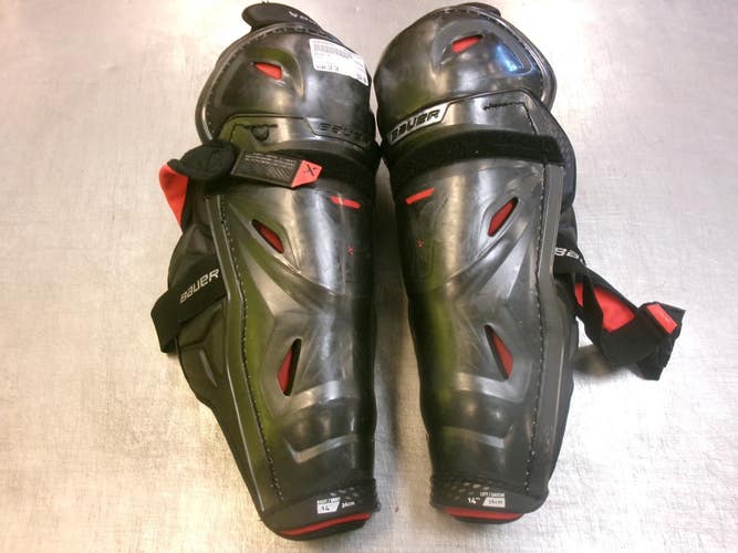 Used Bauer X Intermediate Shin Guards Black 14" 11339-S000208357