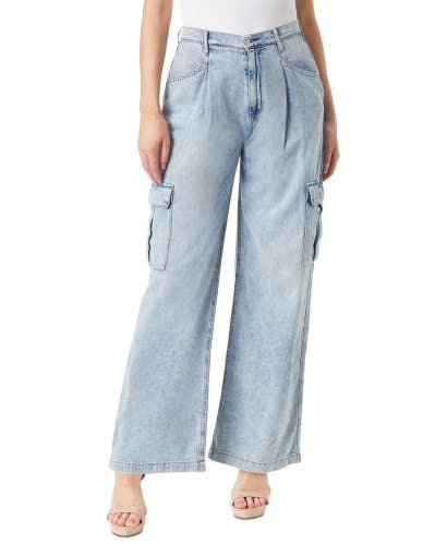 Jessica Simpson Trendy Cargo Jeans Womens 16W Plus Blue Denim Wide-Leg FTS1088